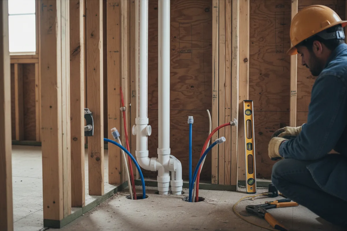 Drain and supply rough-in during Drain Cleaning in Bridgewater